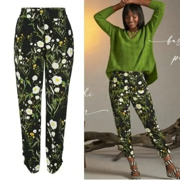 CABI Chi Chi Trouser Black Multicolor Floral Sz S #4259 NWOT - Picture 1 of 7